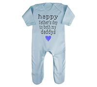 Happy Father's Day to Both My Daddys Typewriter [LGBT Parents] Baby Romper Jumpsuit with feet, 6-12 Months, Pastel Blue