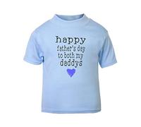 Happy Father's Day to Both My Daddys Typewriter LGBT Parents Short Sleeve Cotton Kids t Shirt, 2-3 Years, Pastel Blue