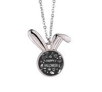 happy fear halloween Rabbit Necklace Pendant Bunny Animal Jewelry Gift