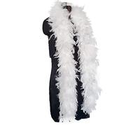 HAPPY FEATHER 2 Yards 80g Turkey Chandelle Feather Boa for Women Costume Accessory,Party Dancing Dress Up, Holiday Decors-White