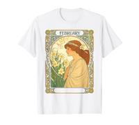 Happy February Birthday Primrose Flowers Art Nouveau Value Graphic T-Shirt