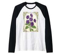 Happy February Birthday Viola Flowers Raglan Baseball Tee