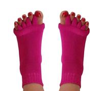 Happy Feet Toe Separator Alignment Socks - Comfortable Toe Separator Socks Massage Sock - Prevent Foot Cramp and hammertoes, Fuchsia, One size