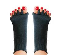 Happy Feet Toe Separator Socks - Comfortable Alignment Socks - Washable Massage Socks, Black, One size
