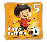 Happy Fifth Birthday Card For a Child, Kid, Son, Grandson, Friend - Fifth Birthday - 5th Birthday, Five Celebrations - Football Lover, Sports Lover