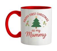 Happy First Christmas As My Mummy - 11oz - Ceramic Two-Tone Mug for Coffee/Tea - Red/White - One Size