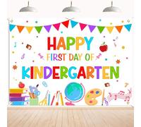 Happy First Day of Kindergarten Backdrop - Kindergarten Back to School Banner, Watch Out Here I Come Preschool Photography, Kindergarten First Day of School Party Backdrop 7x5ft