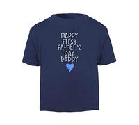 Happy First Father's Day Daddy (Blue Scribble Heart) [FD19] Short Sleeve Cotton Toddler t Shirt, 1-2 Years, Navy