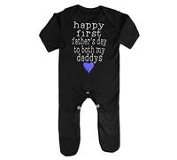 Happy First Father's Day to Both My Daddys Typewriter [LGBT Parents] Baby Romper Jumpsuit with feet, 0-3 Months, Black