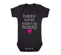 Happy First Mother’s Day Mummy Typewriter [MD19] Baby Grow Vest, 3-6 Months, Black