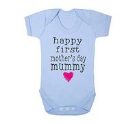Happy First Mother’s Day Mummy Typewriter [MD19] Baby Grow Vest, 6-12 Months, Pastel Blue