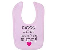 Happy First Mother’s Day Mummy Typewriter [MD19] Cotton Baby bib - Pastel Pink