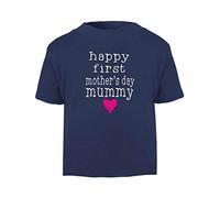Happy First Mother’s Day Mummy Typewriter [MD19] Short Sleeve Cotton Toddler t Shirt, 3-4 Years, Navy