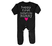Happy First Mother’s Day Mummy Typewriter [MMD19] Baby Romper Jumpsuit with feet, 0-3 Months, Black