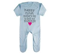 Happy First Mother’s Day to Both My Mummys Typewriter [LGBT Parents] Baby Romper Jumpsuit with feet, 0-3 Months, Pastel Blue