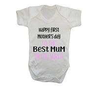 Happy First Mother’s Day to The Best Mum in The World [MD19] Baby Grow Vest, 3-6 Months, White