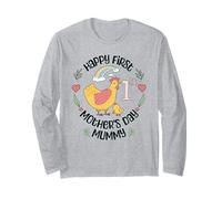 Happy First Mother's Day Chicken Chick Mom Design Long Sleeve T-Shirt