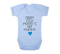 Happy First Mother's Day Mummy (Blue Scribble Heart) [MD19] Baby Grow Vest, 0-3 Months, Pastel Blue