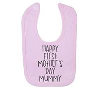Happy First Mother's Day Mummy (Simple Text) [MD19] Cotton Baby bib - Pastel Pink