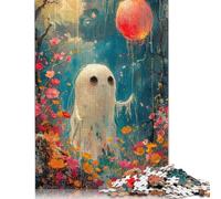 Happy Floral Boho Ghost Jigsaw Puzzles 1000 Piece for Teenagers Paper Creative Puzzle Toy Family Game Difficulty Challenge Puzzles 38x26cm/1000pcs
