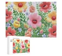 Happy Flower Jigsaw Puzzle Challenging Fun Puzzle Wooden Jigsaw Puzzles for Adults Families 300 PCS