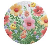 Happy Flower Jigsaw Puzzle Challenging Round Animals Puzzle Wooden Jigsaw Puzzles for Adults Families 195 PCS