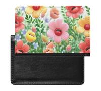 Happy Flower Passport Cover Protector Rfid Blocking Passport Holder Id Card Holder Secure Travel Wallet Organizer for Passport Tickets Credit Cards, style, One Size