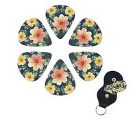 Happy Flower Print Guitar Picks Set of 6 with Storage Box Organizer for Custom Guitars Men Women Guitar Accessory Ukulele for Acoustic Guitar and