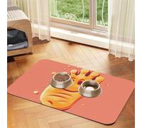 Happy Foot Dog Food Mat, Absorbent Pet Feeding Mat for Food and Water Bowls Non-Slip Placement Pad for Floors Waterproof Quick Dry Water Dispenser Mat for Dogs Puppy Cats 16x24 Inch