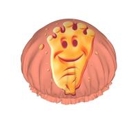 Happy foot Shower Cap Reusable Waterproof Shower Bonnet for Women Men Elastic Band Bath Hair Hat Double Layered Washable Bath Cap for All Hairstyles, Travel-Friendly