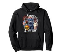 Happy Fourth of July Russian Blue Cat Pullover Hoodie