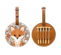 Happy Fox Brown Printed Golf tee Storage Bag - Portable Design, Easy to Organize tee