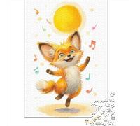 Happy Fox Illustration Jigsaw Puzzles Puzzles for Adults Kids. 1000 Pieces Great Gifts Challenge Toy Educational Game Home Decoration for Adults& Kids Age 14 Years Up 52x38cm/1000pcs