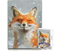Happy Fox in The Snow 1000 Pieces Jigsaws Adults Puzzles Gifts Educational Mental Skill Game Memorable Thoughtful Gift Selection Size 38x52cm