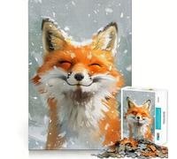 Happy Fox in The Snow Puzzles for Teenagers 1000 Pieces Home Play Tension Relief Home Activity Nice Art (38x52cm)