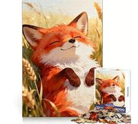 Happy Fox in Wheat Field Jigsaw Puzzle for Adults 1000 Pieces Serene Game DownTime Game Pattern Build Xmas Gift (38x52cm)