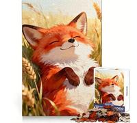 Happy Fox in Wheat Field Jigsaw Puzzles for Teenagers 1000 Piece Logic Train Skill Play Fun Play Evening Game (50x75cm)