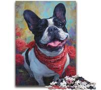 Happy French Bulldog Jigsaw Puzzles for Teenagers 1000 Piece,Educational Game Challenge Toy Wall Decoration Unique Birthday And Xmas Gifts (50x75cm)