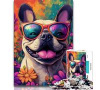 Happy French Bulldog Jigsaw Puzzles for Teenagers 2000 Piece Puzzle,family Fun Games Is Ideal As A Gift for The Whole Family 70x100cm