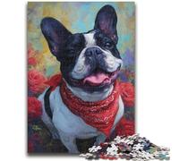 Happy French Bulldog Puzzles for Teenagers Teens 1000pc Puzzle,Learning Educational Toy for Is Ideal As A Gift for The Whole Family (38x26cm)