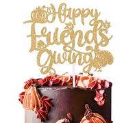 Happy Friends Giving Cake Topper, Funny Thanksgiving Turkey Cake Décor, Fall Thankful Friendsgiving Party Decorations Supplies