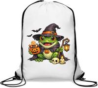 Happy Frog Dressed in Halloween Costume Gym Sack Casual Drawstring Bag White