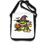 Happy Frog Dressed in Halloween Costume Shoulder Bag White