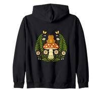 Happy Frog on Mushroom Cottagecore Zip Hoodie