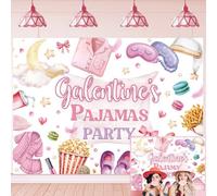 Happy Galentine's Day Backdrop Sleepover Pillow Fight Theme Party Decorations Galentine’s Day Party Banner Supplies (7x5FT（210x150cm）)