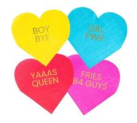 Happy Galentine's Day Napkins - Set of 52 White with Gold Foil, Perfect for Valentine's Day Parties, Cocktail Heart Napkins (Sassy Galentine's)