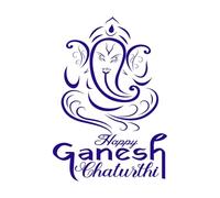 Happy Ganesh chaturthi Festival Wishing Wall Decals Paster Paper 36x51.9cm Do not Damage The Wall Surface DarkBlue