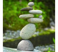 Happy Gardens Zen Stacked Rocks Sculpture | Cairn Statue Balancing Rock Stone Decor for Japanese Garden | Stacking Pebbles