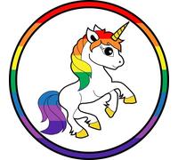 Happy Gay Pride Unicorn Rainbow Bumper Sticker - LGBTQ LGBT Premium Vinyl Decal 3 x 3" inch | Cars Auto-mobiles Windows Water Bottle Mirror Outdoor Circle Sign + Better Than Magnets Sticks Anywhere