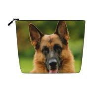 Happy German Shepherd Printed, Cosmetic Bag Imitation Linen Makeup Bag Portable Travel Toiletry Bag